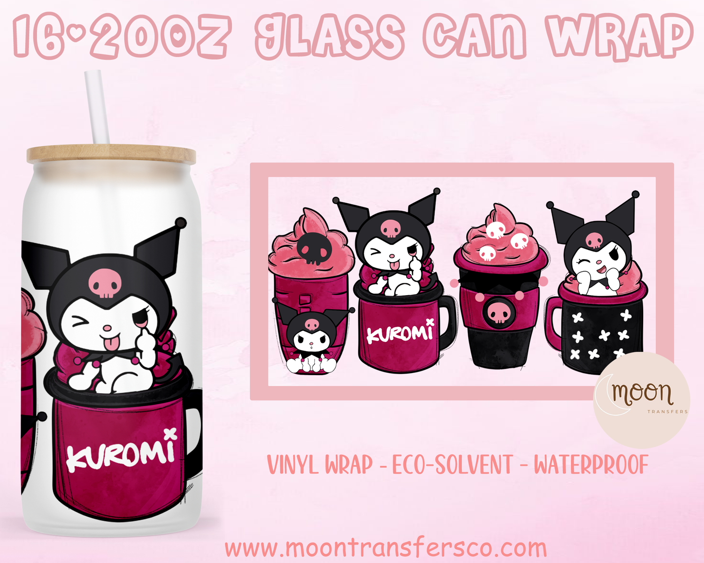 Frappe | Glass Tumbler Wrap | Vinyl Decal | Glass Can Wraps