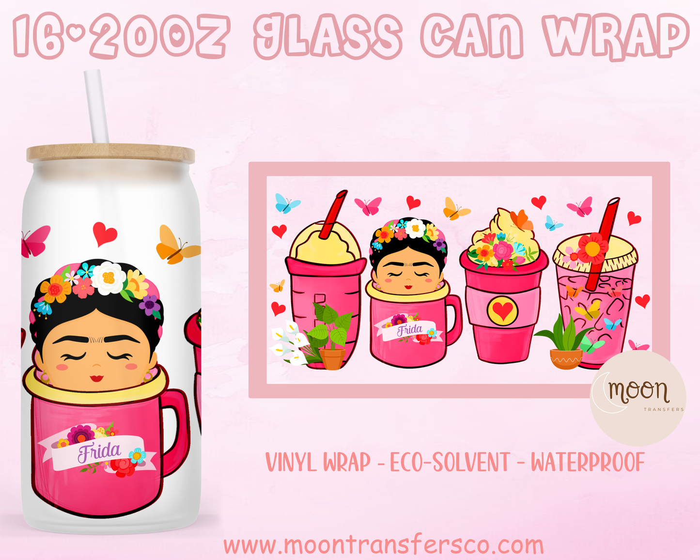 018| Glass Tumbler Wrap | Vinyl Decal | Glass Can Wraps