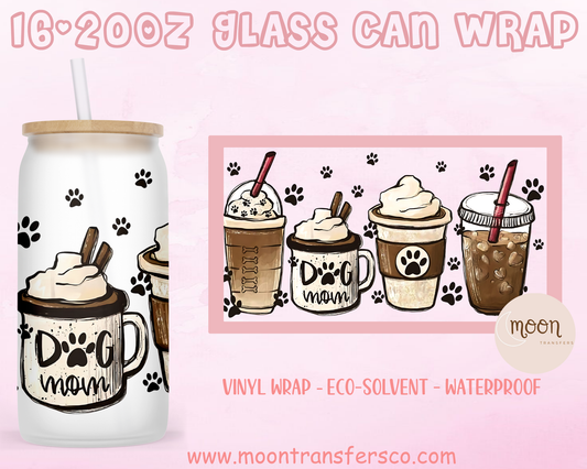 Dog Mom Latte | Glass Tumbler Wrap| Vinyl Decal | Glass Can Wraps