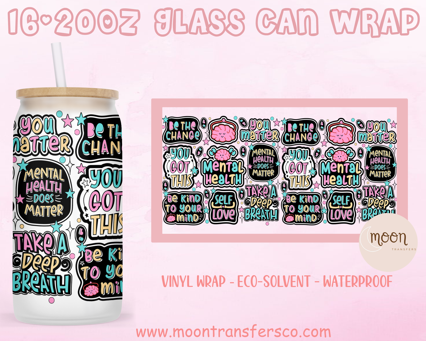 Menthal Health Matther| Glass Tumbler Wrap| Vinyl Decal | Glass Can Wraps