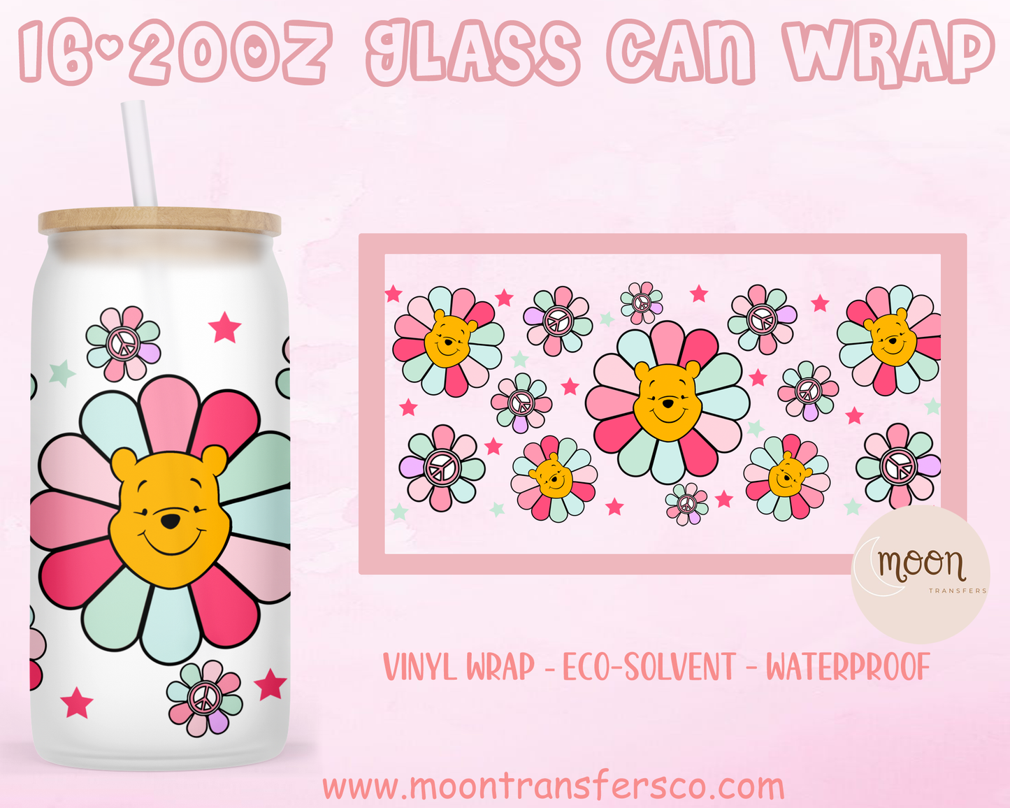 B Flowers| Glass Tumbler Wrap | Vinyl Decal | Glass Can Wraps