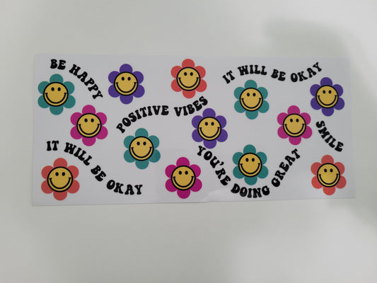 Positive Vibes UV DTF 16oz Glass Can