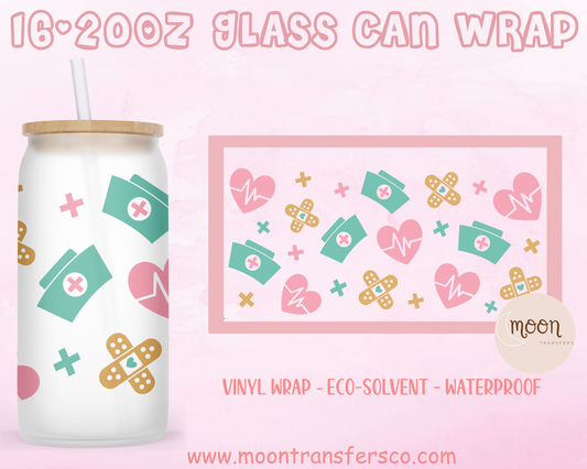 Nurse| Glass Tumbler Wrap | Love | Vinyl Decal | Glass Can Wraps