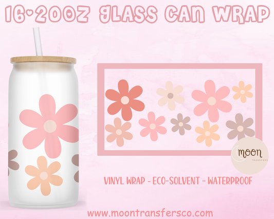 Flowers| Glass Tumbler Wrap| Vinyl Decal | Glass Can Wraps