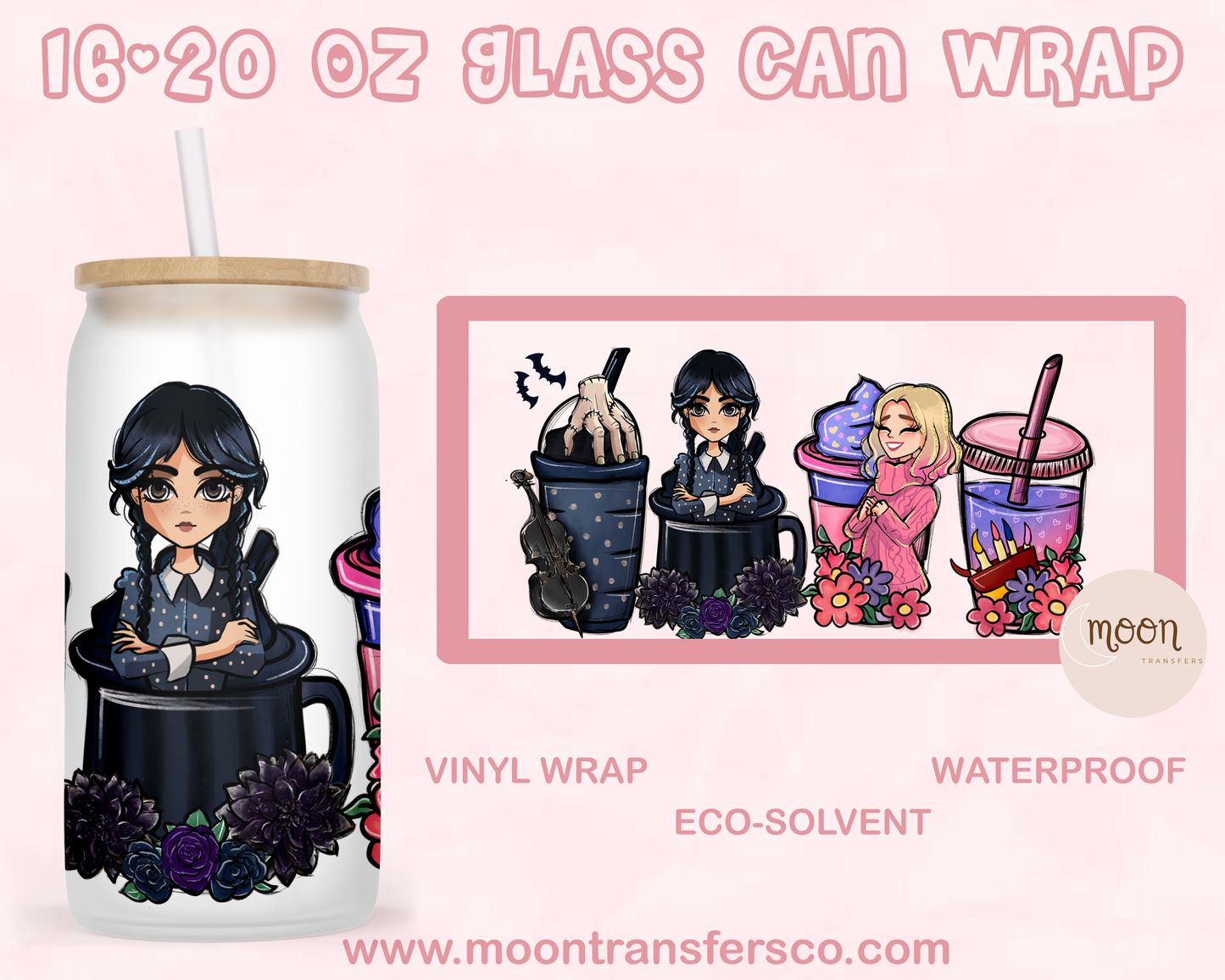 016| Glass Tumbler Wrap| Vinyl Decal | Glass Can Wraps