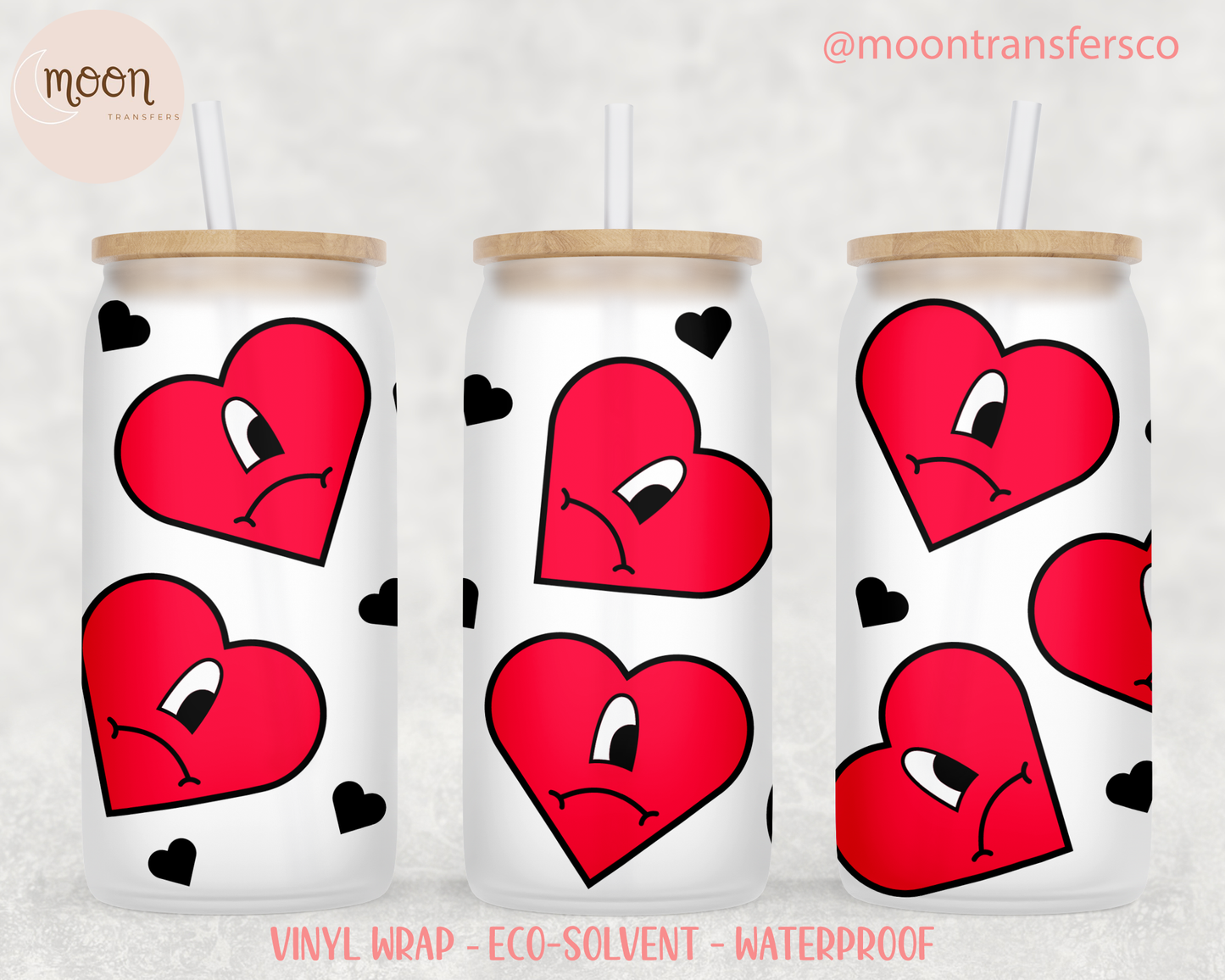 Valentine| Glass Tumbler Wrap | Love | Vinyl Decal | Glass Can Wraps