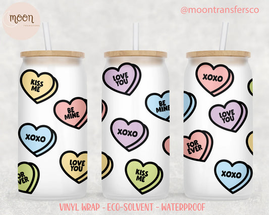 Colored Hearts | Glass Sublimation Tumbler Wrap | Valentine |Sublimation | Glass Can Wraps