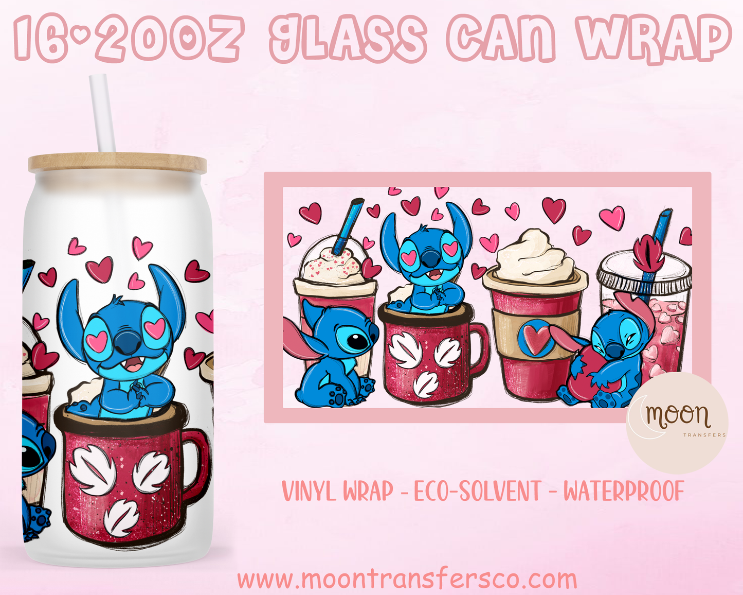 038 Love| Glass Tumbler Wrap | Valentine | Vinyl Decal | Glass Can Wraps