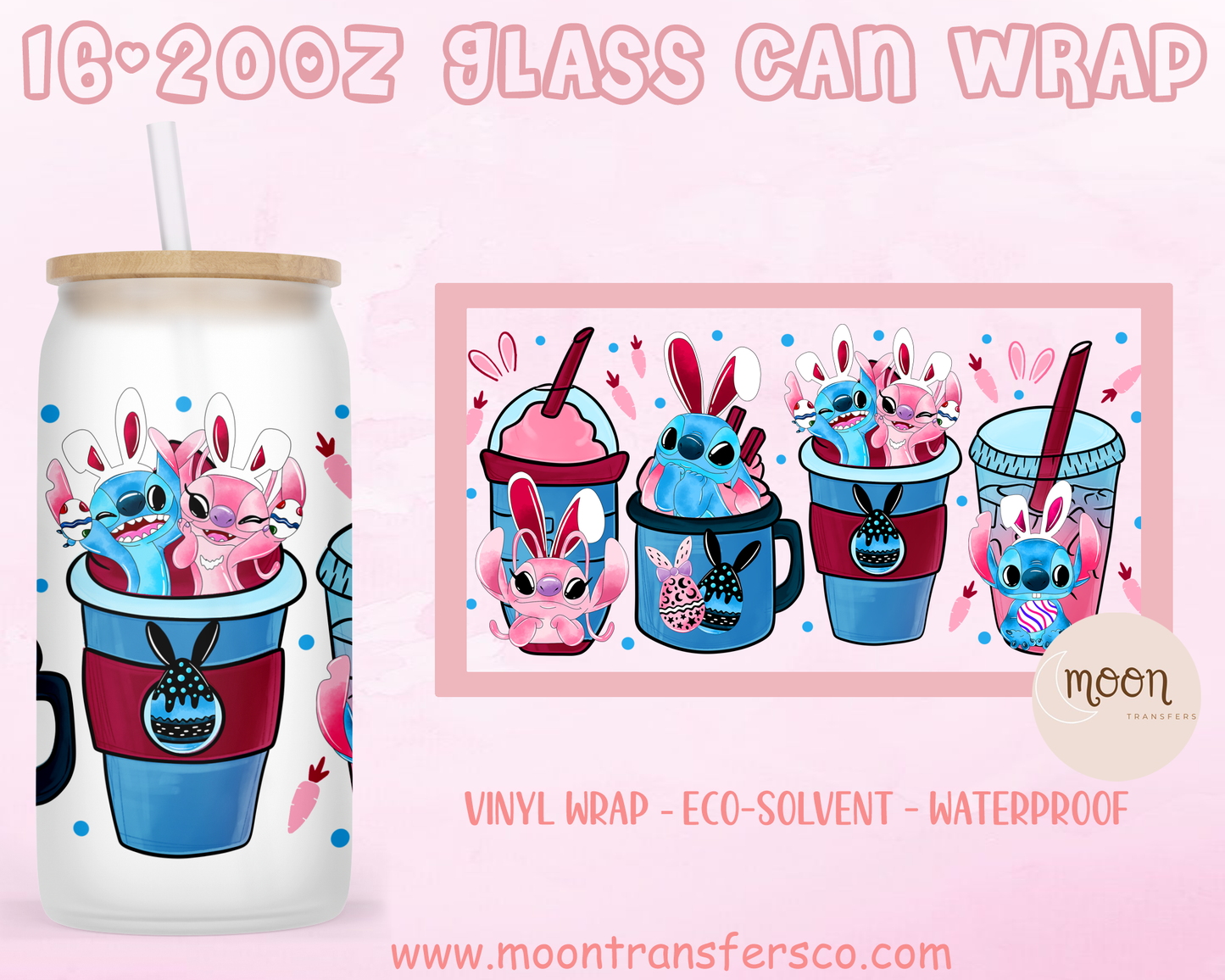 Frappe Easter | Glass Tumbler Wrap| Vinyl Decal | Glass Can Wraps