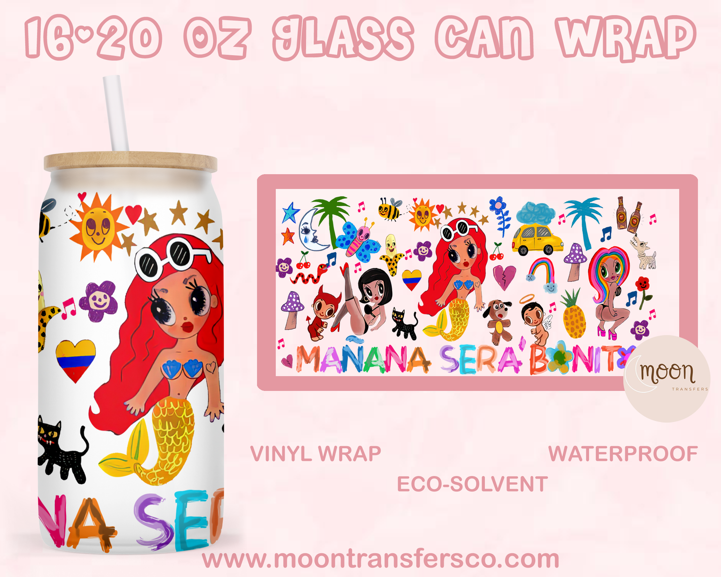 Será Bonito | Glass Tumbler Wrap | Valentine | Vinyl Decal | Glass Can Wraps