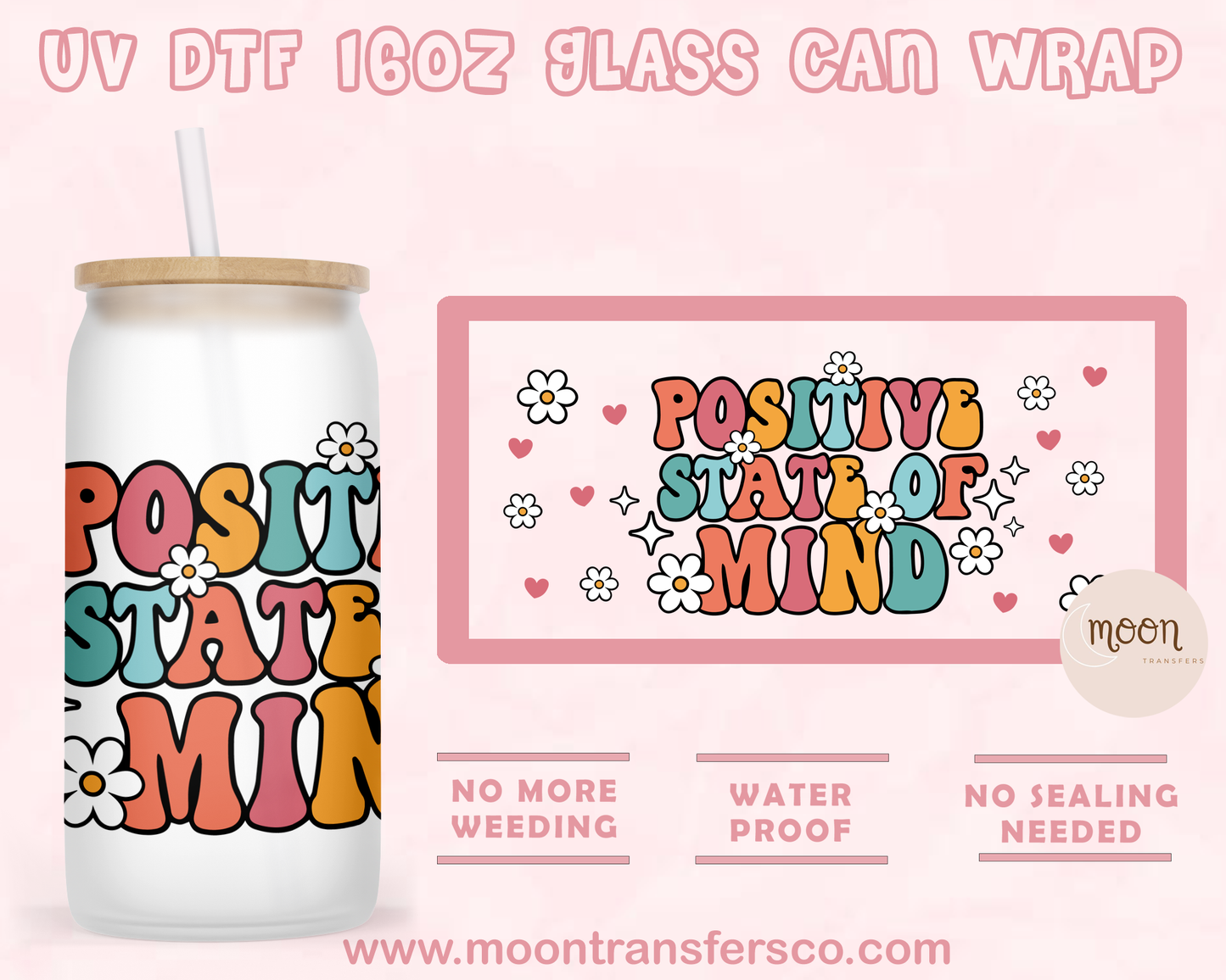 Positive UV DTF 16oz Glass Can