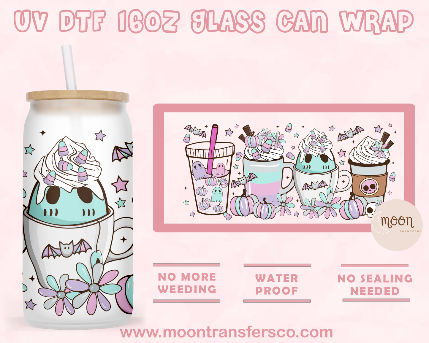 Ghost UV DTF 16oz Glass Can