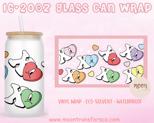 X0X0 Bunny Valentine | Glass Tumbler Wrap | Love | Vinyl Decal | Glass Can Wraps